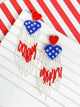 Patriotic Heart Fringe Dangle Earrings