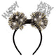 Happy New Year Tinsel Light-Up Pom Pom Headband - Black, Silver, Gold