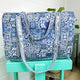 Blue Mosaic Quilted Duffle Bag | Weekender Travel Overnight Bag