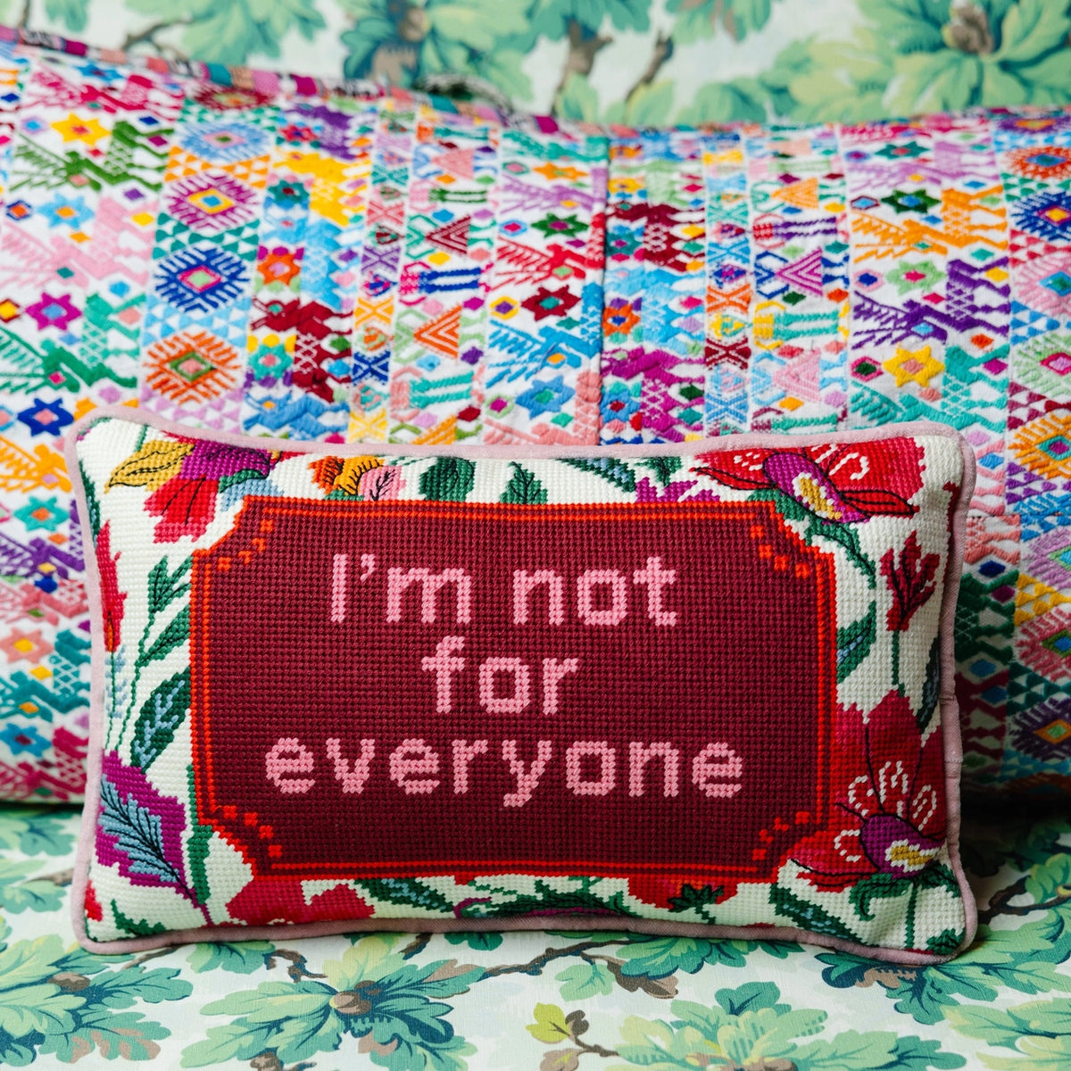 Stop Talking Needlepoint Pillow main image 1