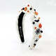 Child Size White Headband with Halloween Stitching, Charms & Crystals