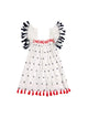 Serena Girl's Tassel Dress Red White Navy Embroidery