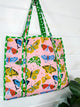Pink Butterfly Print Quilted Tote Bag | Large Travel Bag |
