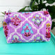 Purple Wildflower Quilted Makeup Bags | Cosmetic Toiletry Bag