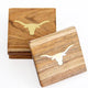 Longhorn Wood Coasters Natural/Brass 4x4 Set of 4