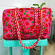 Pink Strawberry Quilted Duffle Bag | Weekender Travel Overnight Bag