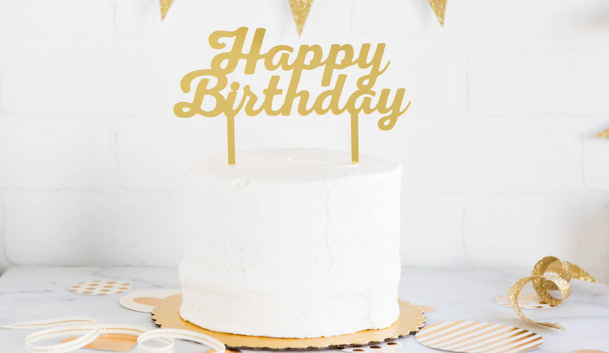 JOHN PHIL Happy Birthday Cake Topper Gold Cake Decorations Paper