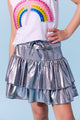 Silver Metallic Ruffle Skort