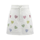 Rainbow Crystal Hearts Denim Skirt
