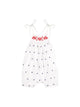 Marley Shoulder Tie Baby Romper Red White Navy Embroidery