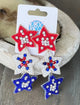 Patriotic Red White and Blue Triple Stars Handmade Earrings