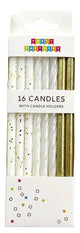 Gold & White Glitter 16 Candle Set