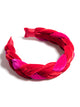 BRAIDED VELVET HEADBAND,MAGENTA