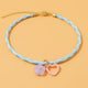 Cord Necklace - Blue w/ Flower + Heart Charms - Blakely