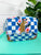 Blue Checkered Ruffle Toiletry Bag | Quilted Cosmetics Bag