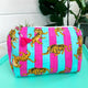 Pink/Turq Tiger Quilted Makeup Bags | Cosmetic Toiletry Bag