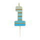Blue & Gold Number Candle | Number 1 | 1st Birthday Candle