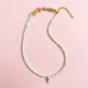 Beaded Necklace - Pastels w/ Gold Cross - Izzy