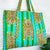 Green/Blue Tiger Tote Bag | Large Quilted Travel Tote Bags