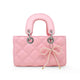 Quilted Rectangle Bow Charm Handbag