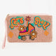Lets Roll Print Seed Beaded Cosmetic Bag