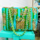 Green/Blue Tiger Quilted Duffle Bag | Weekender Travel Overnight Bag