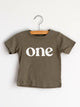 Olive One Modern Birthday Tee • Tri-Blend Unisex Celebration Top 12-18 months