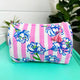 Peony Pink Stripe Quilted Makeup Bags | Cosmetic Toiletry Bag