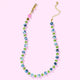 Beaded Necklace - Marbled Blue + Green Beads - Jill