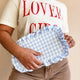 Blue Gingham Frilly Makeup Bag