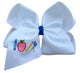 School Tools Embroidered Hair Bow