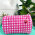 Pink Gingham Quilted Makeup Bags | Cosmetic Toiletry Bag