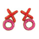 Xo Earrings in Pink/Red Colorblock