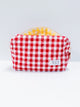 Chi Omega Sorority Gingham Quilted Makeup Bag