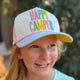 Tween Embroidered Baseball Cap - "Happy Camper" - Cream