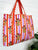 Striped Jaguar Large Quilted Tote Bag – Handmade, Reversible