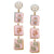 Mahjong Tile Triple Drop Pearl Cluster Enamel Earrings