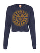 Sunshine Cropped Raw Edge Navy Sweatshirt.