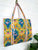Peacock Print Quilted Tote Bag | Large Travel Bag |
