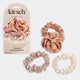 Rosette Ruched Satin Scrunchies 3pc Set - Terracotta