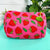 Pink Strawberry Quilted Makeup Bags | Cosmetic Toiletry Bag