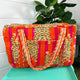 Pink/Orange Tiger Quilted Duffle Bag | Weekender Travel Overnight Bag
