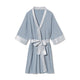 Morning Blue Shala Rib Knit Kimono Robe