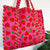 Pink Strawberry Tote Bag | Large Quilted Travel Tote Bags