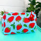 Blue Strawberry Quilted Makeup Bags | Cosmetic Toiletry Bag