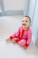 Pink Candy Cane Ruffle Romper