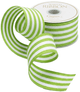Striped Grosgrain Moss Green/white Ribbon