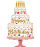 33"PKG SATIN BIRTHDAY PINK CAKE SHAPE
