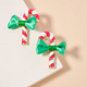 Christmas Candy Cane & Bow Enamel Stud Earrings