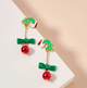Christmas Green Monster & Ball Ornament Dangling Earrings